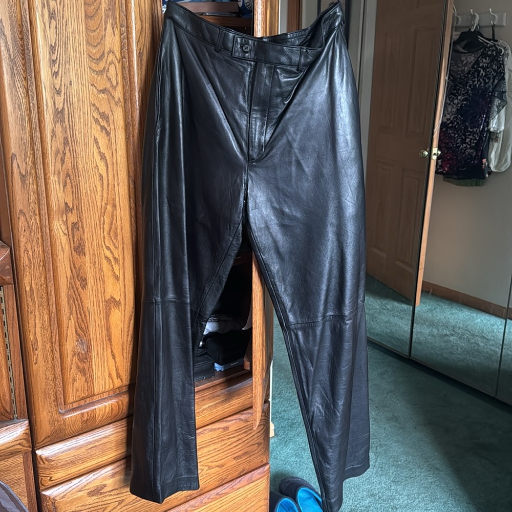 Alfani, black 100% genuine leather pants, 30x30 size.